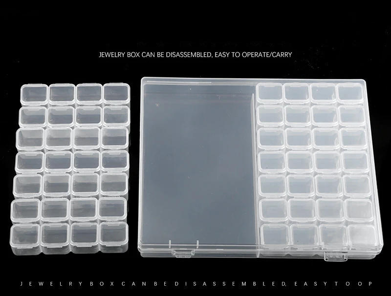 Description Picture 4 of itemGrids DIY Diamond Jewelry Storage Box Grids Clear Nail Art Rhinestones Tools Beads Display Storage Case Organizer Box New