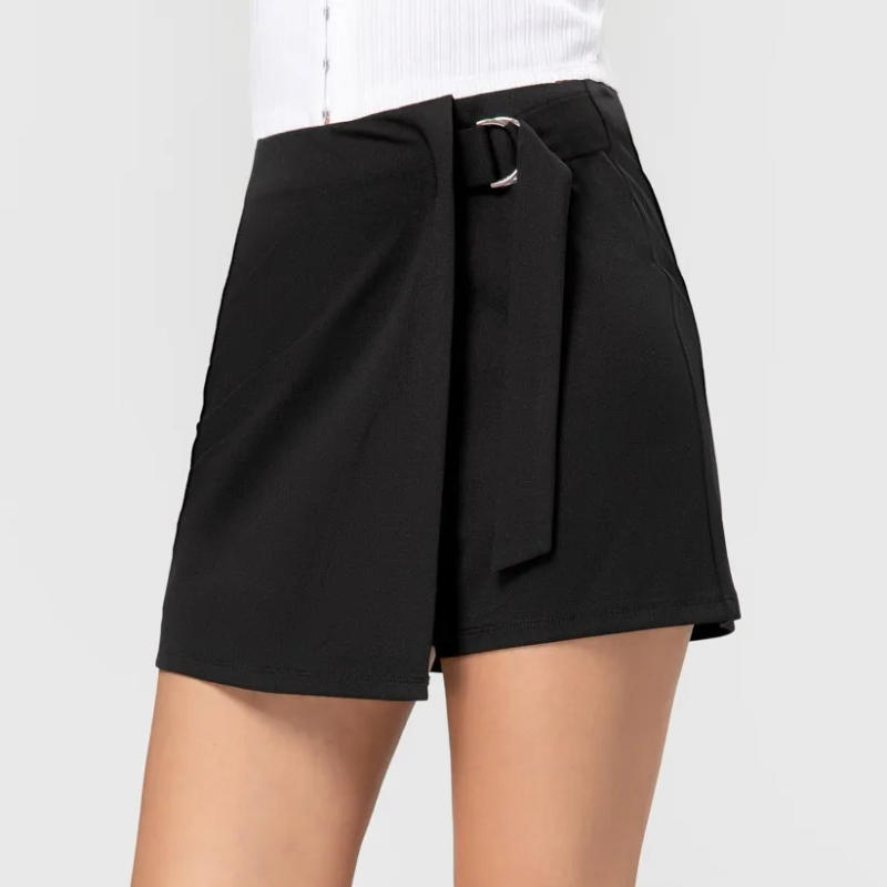 Description Picture 3 of itemFASHIONSPARK Women's Asymmetrical Wrap Shorts Skirt Elastic Waisted Slit Hem Skort Mini Culotte Casual Beach Summer Zipper Short