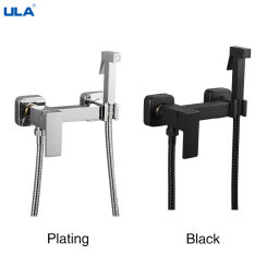 ULA Brass Faucet Bidet Sprayer Black Bathroom Toilet Bidet Faucet Hot Cold Water Mixer Shattaf Valve Portable Hygienic Shower