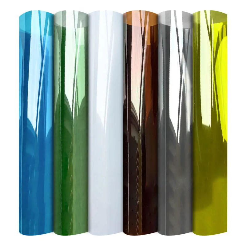 Description Picture 2 of item6 Sheets Colored Window Film Transparent Decorative Glass Tint Sun Blocking Self Adhesive Window Tint for Building Residential