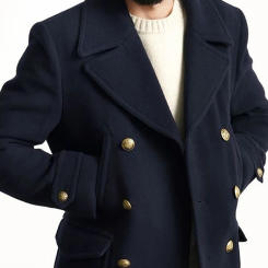 2024 new British style men's clothing mid-length long-sleeved woolen coat autumn and winter coat men's clothing