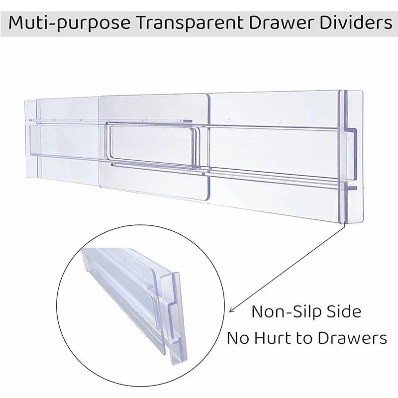 Description Picture 5 of item2/4PCS Drawer Dividers Organizers Adjustable Cabinet Storage Clothes Drawer Organizer Clear Drawers Separators Kitchen Tools