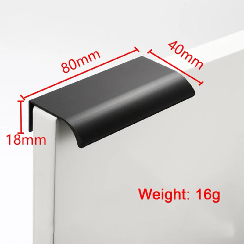 Description Picture 4 of itemBlack Kitchen Cabinet Door Handles Aluminum Alloy Handles Cupboard Drawer Concealed Finger Edge Pull Furniture Handle Hardware