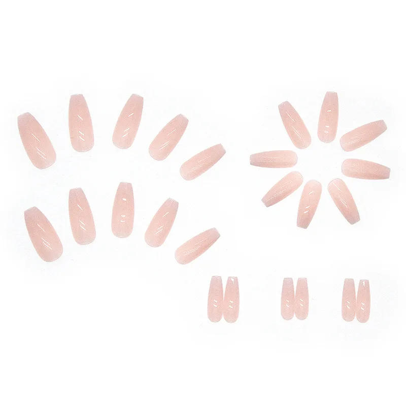 Description Picture 4 of item24Pcs/Box Long Coffin Artifical False Nails Gradient Color with Glue Fake Nails Wearable Ballerina Simple Press on Nails Tips