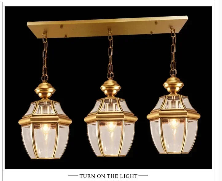 Description Picture 6 of itemFree Shipping Bronze Pendant Lamp D20cm Brass Chandelier Indoor Vintage Copper Glass Hanging Lamp AC110V/220V 100% Guaranteed