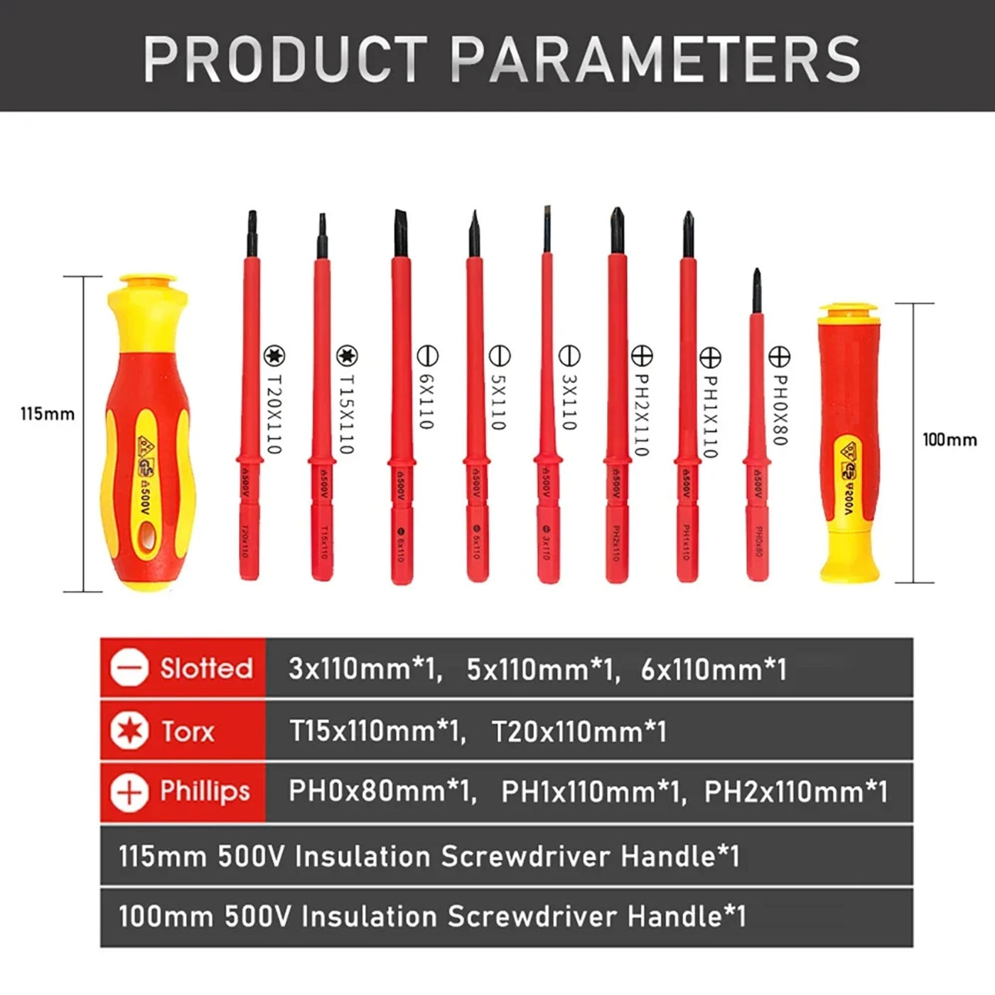 Description Picture 4 of itemInsulated Electrician Screwdriver High Hardness Combo Household Magnetic Cross Word Shaped Plum Blossom Hexagonal Screwdriver