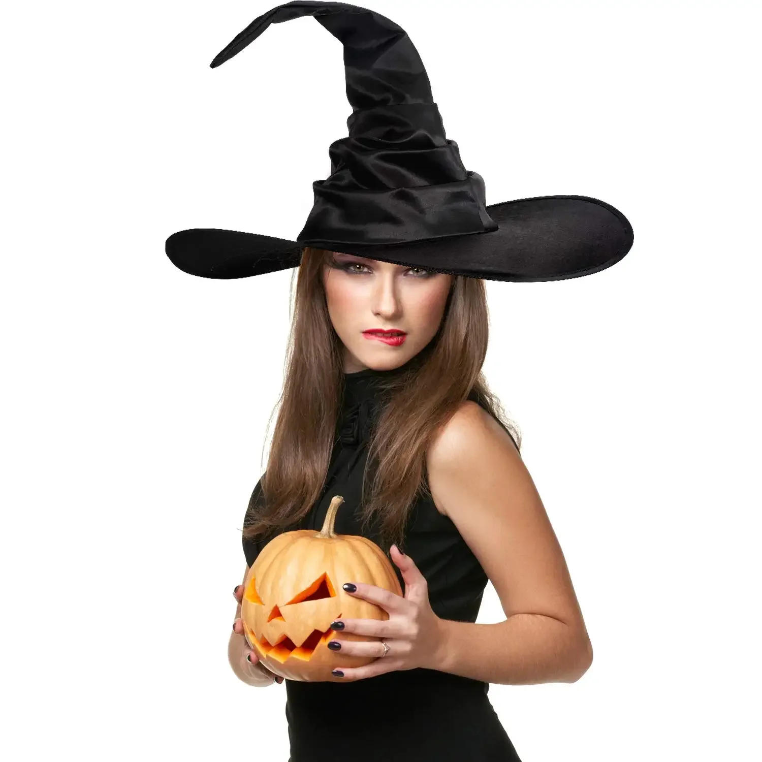 Description Picture 5 of itemClassic Black Witch Hat Durable Reusable Witch Hat Stylish Halloween Witch Hat for Masquerade Party Cosplay Wide Brimmed Black