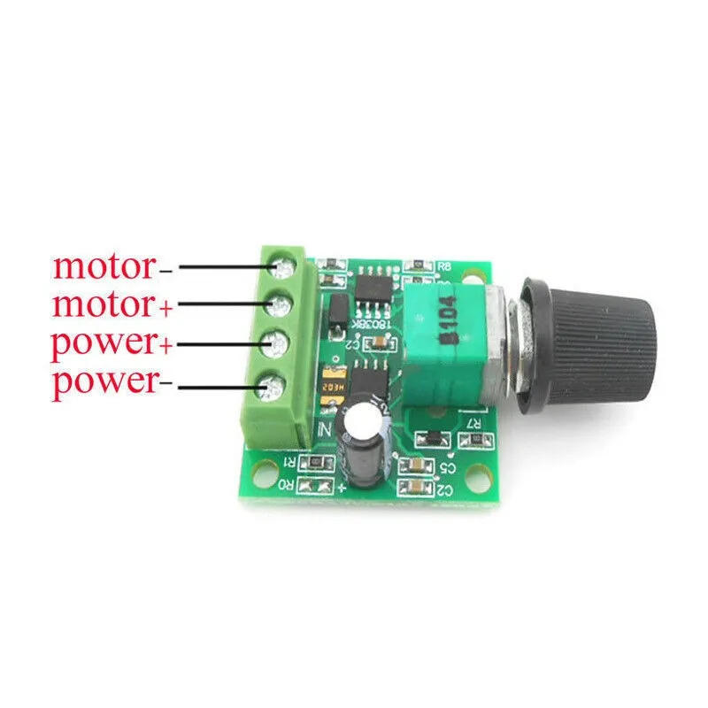 Description Picture 4 of itemDC Motor Speed Controller 1.8V 3V 5V 6V 12V PWM Speed Controller Potentiometer Knob Switch Kit Barrier Terminal Block