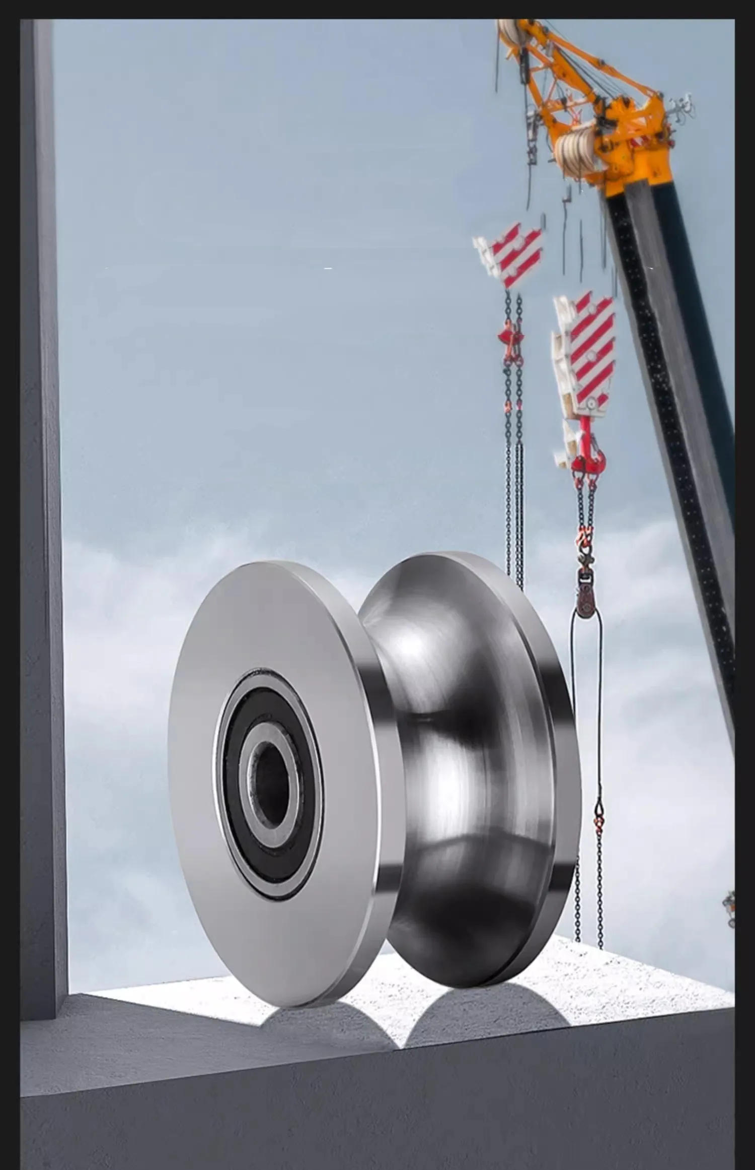 Description Picture 5 of item1Pc Stainless Steel Rail Wheels V/U/H Type Lifting Wire Rope Pulley Sliding Door Rollers Mute Bearing Pulley Hardware Tools