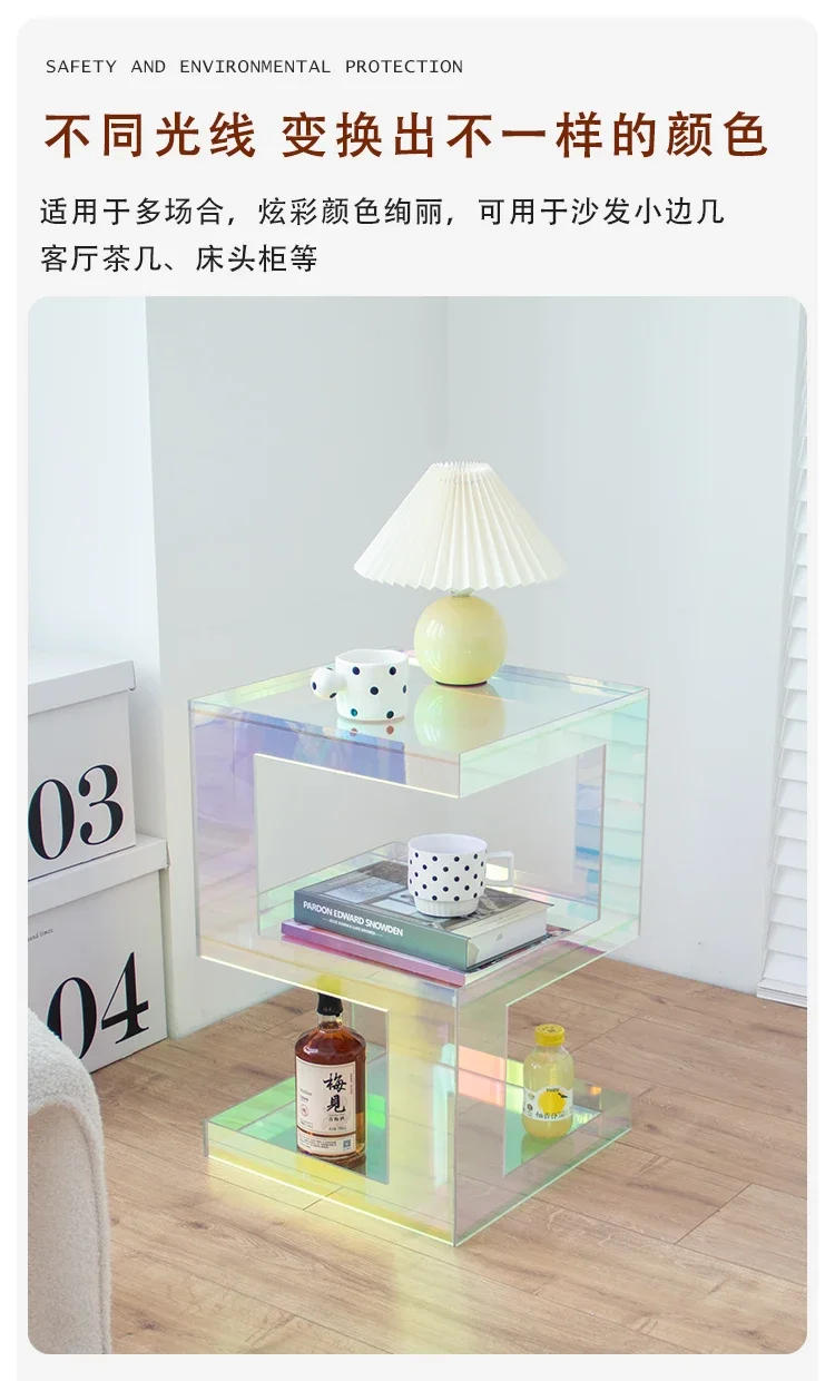 Description Picture 5 of itemLuxury Transparent Acrylic Coffee Table Furniture,Colorful Living Room Sofa,Side Corner tables Bedroom,Square Bedside Cabinets