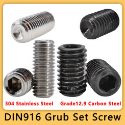 DIN916 Concave Set Screw Metric Threaded Hex Drive Grub Screws Metal Machine Connect Bolts Carbon/Stainless Steel Allen Screws