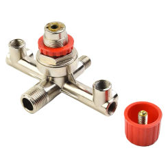 Double Outlet Tube Alloy Air Compressor Switch Pressure Regulator Valve Fitting Part Accessories With V-ring 3 Heads Adjustable