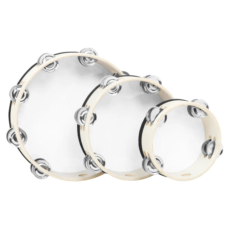 Description Picture 6 of itemOrff 3Pcs Tambourine 6/8/10 Inch Hand Bell Drum Professional Wooden Tambourine Orff Instrument Early Education Music Gifts