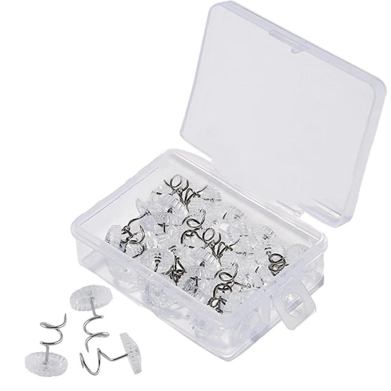Description Picture 6 of item100/50pcs Clear Fabric Twist Pins Couch Chair Car Sofa Headliner Repair Loose Drapery Craft DIY Locating Pins With Box