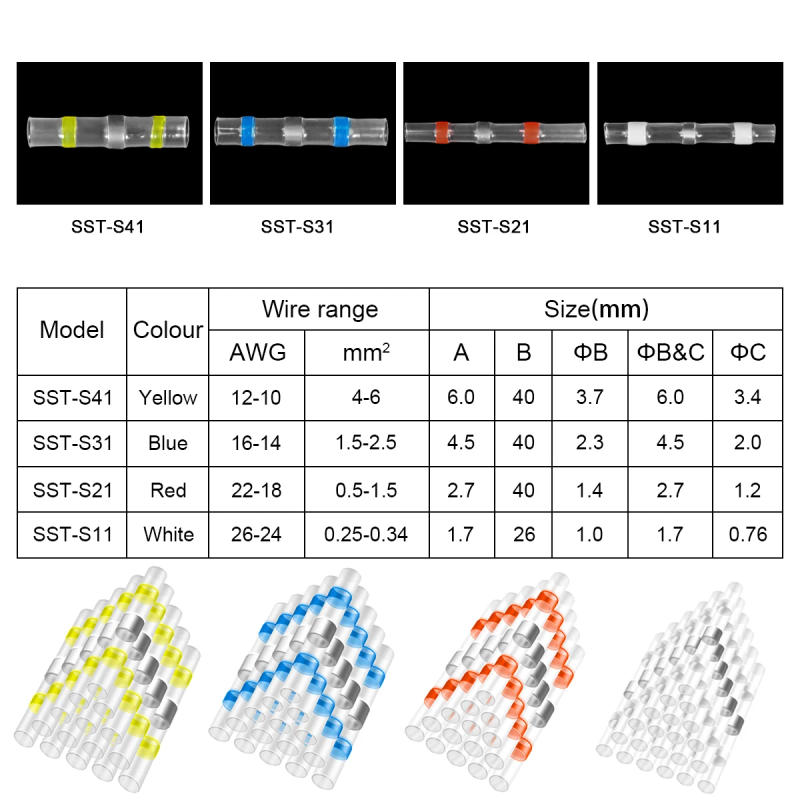 Description Picture 5 of item50PCS Waterproof Solder Seal Heat Shrink Tube Wire Connectors Terminals With Soldering Sleeves
