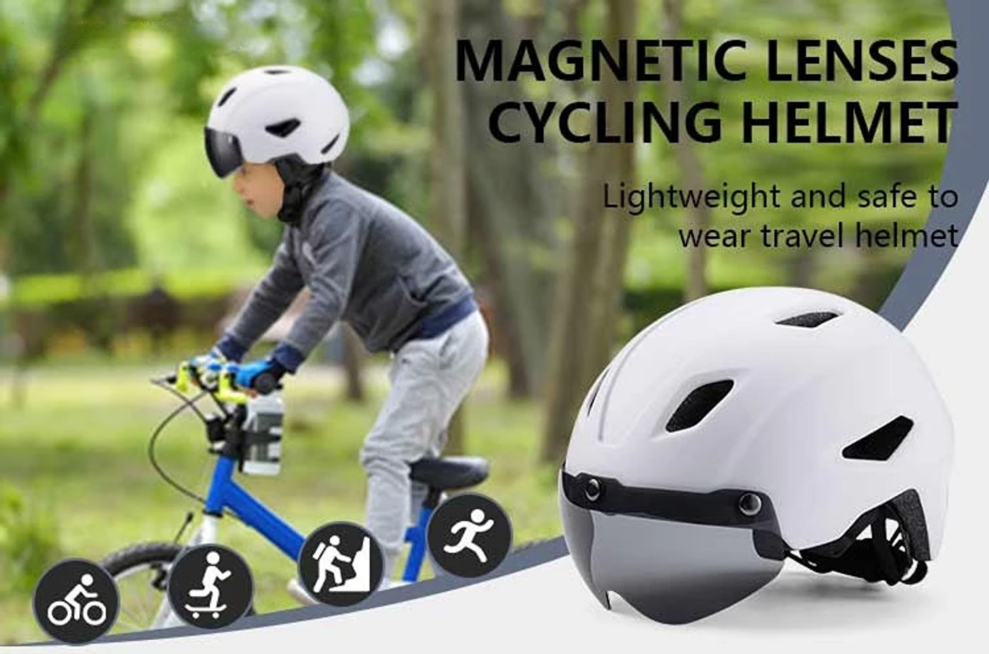 Description Picture 2 of itemEastinear's New Children's Bicycle Helmet Children's Sports Safety Riding Removable Magnetic Lens Helmet Protective Gear