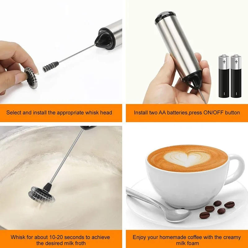 Description Picture 6 of itemElectric Milk Frother Whisk Handheld Coffee Blender Egg Beater Household Milk Shaker Mixer Whisk Tools Foy home