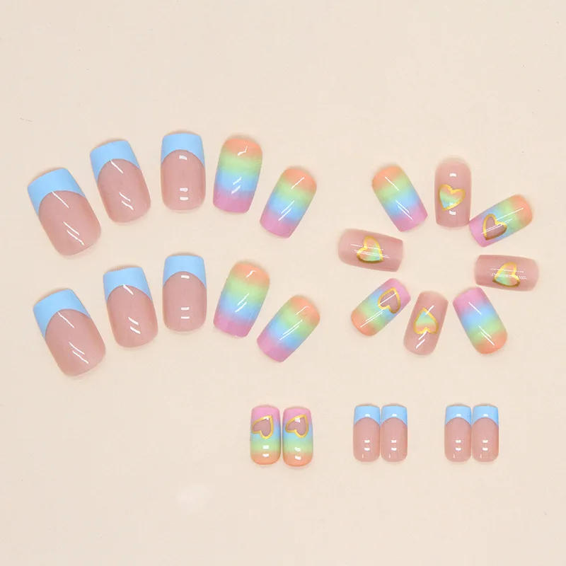 Description Picture 3 of item24 Pcs Pride Day Rainbow Fake Nails with 1 Nail Glue and 1 Nail File
