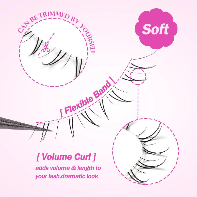 Description Picture 5 of itemMAGEFY 10 Pairs Lightweight Luxury False Eyelashes Bottom Lashes Natural Transparent Lash Strip Curly One-Piece for Beginners