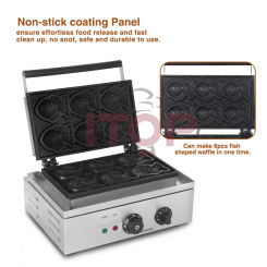 ITOP Taiyaki Machine 6 Pcs Fish Waffle Maker Fish-Shaped 1500W Non-stick Coating Bakeware Commercial Snack Machine