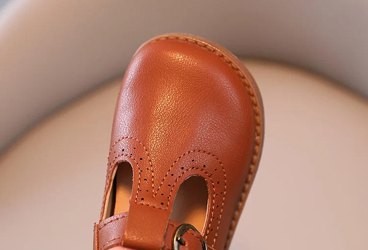 Description Picture 5 of itemToddler Kids Leather Shoes Matte Cute Classic Children Flat Shoes T-strap 21-30 Solid Color Hollow-out Unisex Mary Janes for Kid