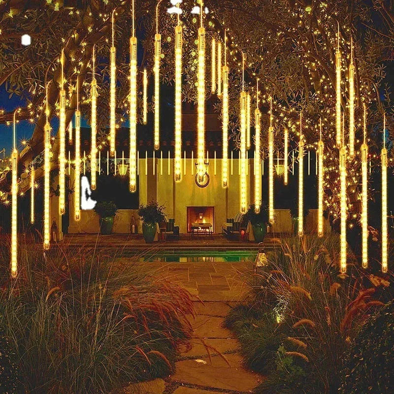 Description Picture 4 of item1/2/3/4 Set Meteor Shower Garland Holiday Light Outdoor Waterproof Fairy Festoon Lights Garden Street Christmas New Year Decor