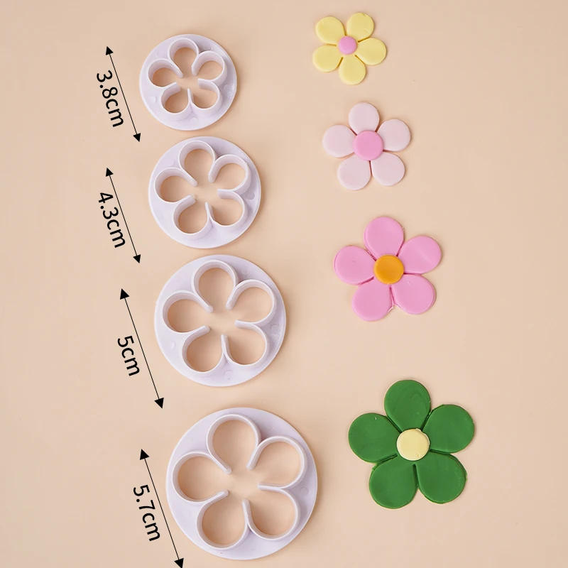 Description Picture 6 of itemFive-petal Flower Polymer Clay Cutter Set Plum Blossom Rose Plastic Mold DIY Fondant Flower Clay Decorative Flowers Pottery Tool