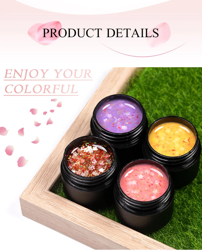 Description Picture 5 of itemPUENTE Flower Shiny Gel Nail Polish 5ML Glitter Sequins Nail Gel Soak Off UV Gel DIY Painting Nail Art Varnishes For Manicure