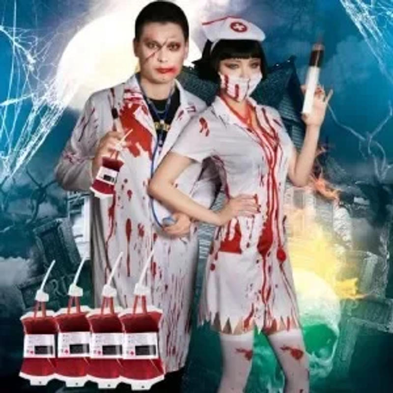 Description Picture 4 of itemEmpty Blood Bags Drinks for Halloween Zombie Vampire Costume Props Nurse Graduation Theme Party Favors Drink Pouches 10/20 PCS