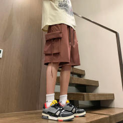 2024 Summer Cotton Shorts Men's Cargo Pants Loose Casual Knee Length Fashion Stretch Multi-pocket Sweatpants Male Beach Shorts