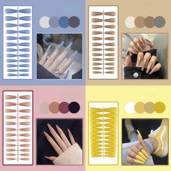24Pcs/Set Wearing Removable Manicure Long Ballet Shiny Nail Patches Fake Nails Finished Wearing Nail Art Tools False Nail Strips