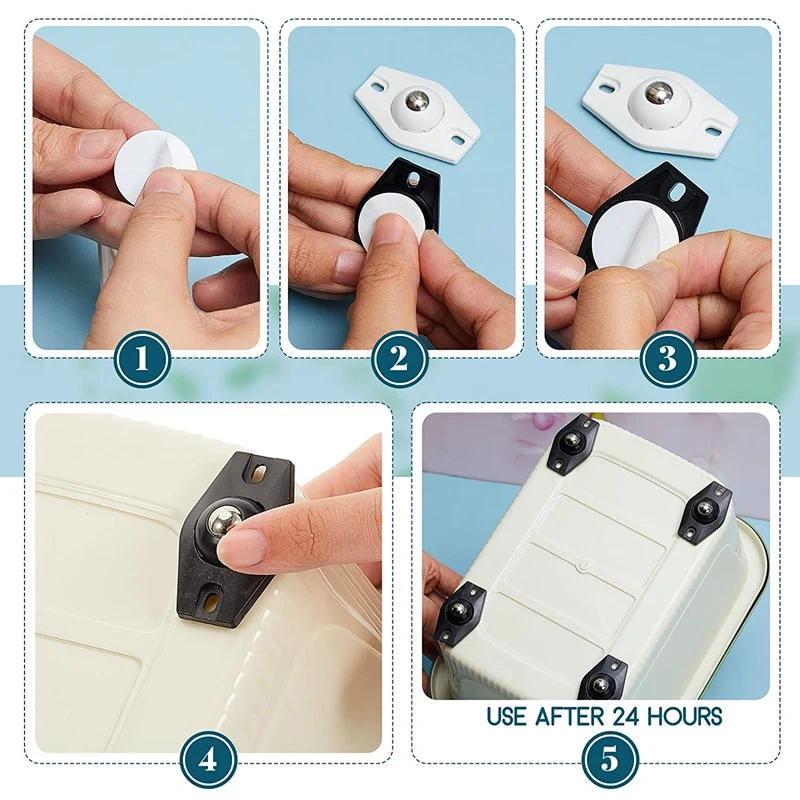 Description Picture 5 of item8 Pieces Self Adhesive Caster Wheels Mini Swivel Wheels 360 Degree Rotation Sticky Pulley With Ball Bearings