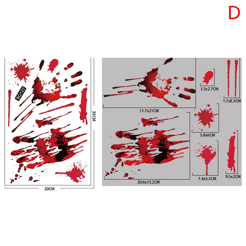 Description Picture 5 of itemWindow Bathroom Shadow Glass Female Ghost Wall Decal Halloween Decor Halloween Stickers Horror Blood Hand Print Door Stickers