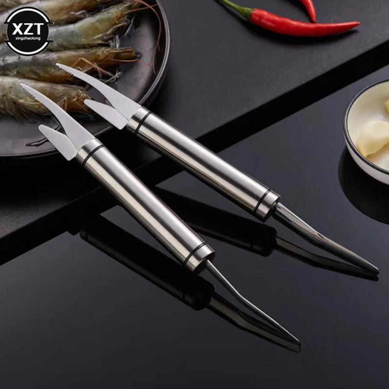 Description Picture 3 of itemStainless Steel Shrimp Peeler Prawn Shrimp Deveiner Fishing Knife Lobster Shell Remover Peel Device Kitchen Seafood Tools