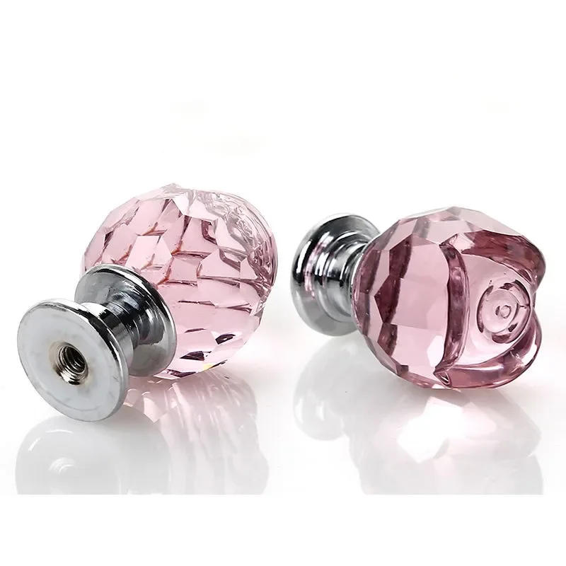 Description Picture 6 of item8 Pcs/Set Door Knobs Pink Rose Crystal Glass Kitchen Cabinet Pulls Drawer Furniture Handle 22MM w/8x20mm 8 x Screws