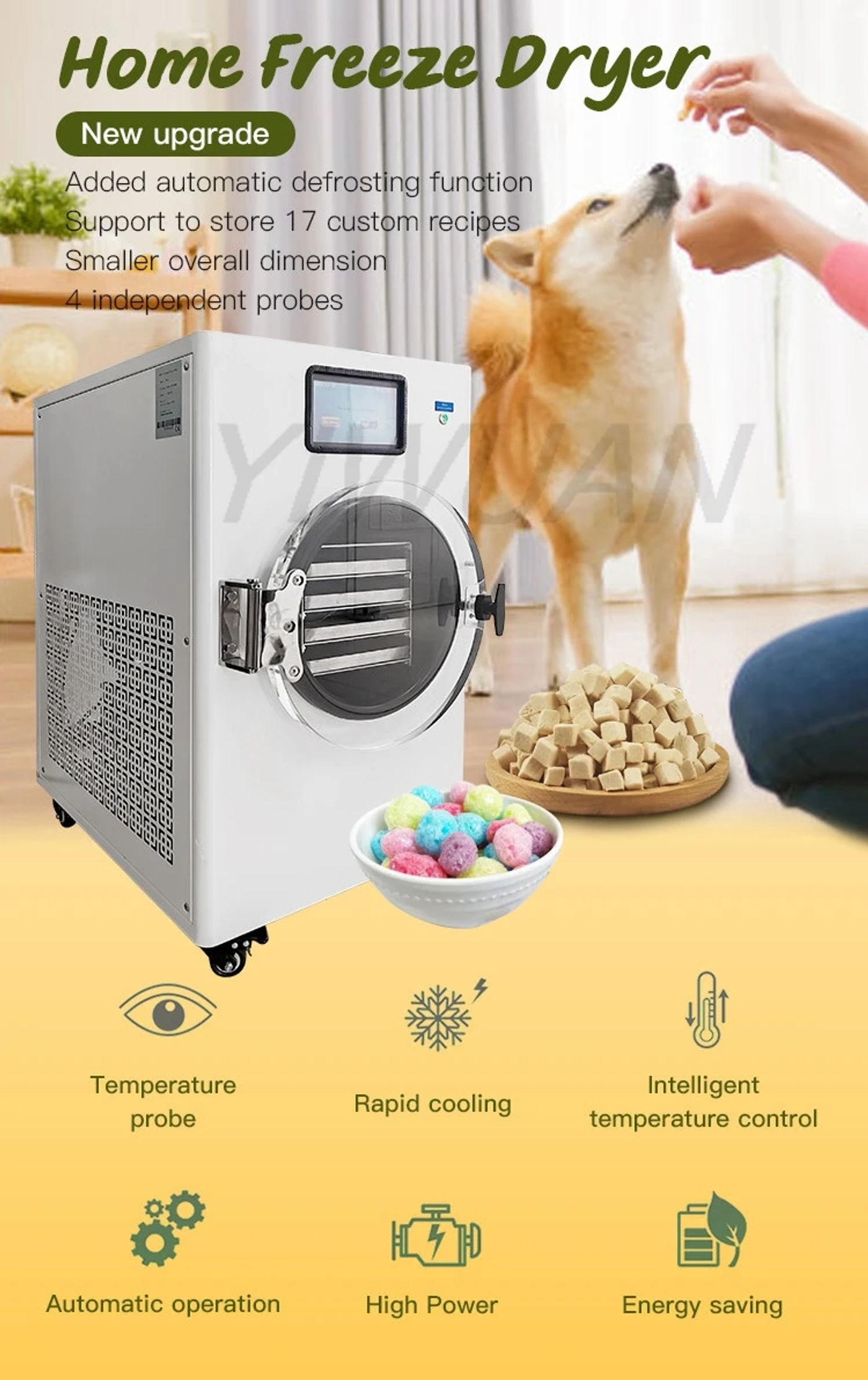 Description Picture 2 of itemHome Use Vacuum Fruit Freeze Dryer Machine Professional Food Dehydrator Liofilizador Device Freeze Dried Candy Fruits Skittles