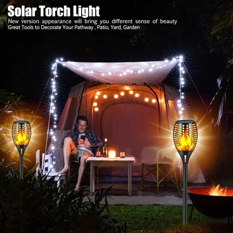 Description Picture 2 of item1/2/4/6/8/10/12Pcs Solar Flame Torch Light Flickering Light Waterproof Garden Decoration Outdoor Lawn Path Yard Patio Floor Lamp