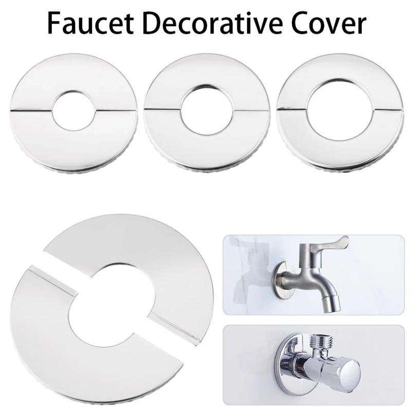Description Picture 2 of itemStainless Steel Faucet Decorative Cover Self-Adhesive Water Pipe Wall Covers Faucet Accessories Decor Cover For Bathroom Kitchen