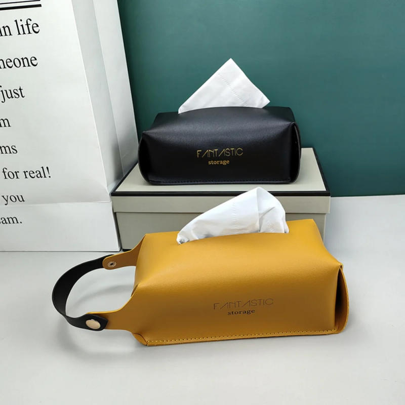 Description Picture 5 of item1PC Luxury Hanging Tissue Holder Case Box Pu Leather Home Car Towel Napkin Papers Dispenser Holder Box Case Table Decoration