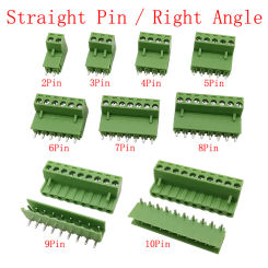 5Pair 2EDG 5.08mm Pitch 2/3/4/5/6/7/8/9/10/12 Pin PCB Screw Terminal Block Connector Right Angle / Straight Pin Male Female Plug