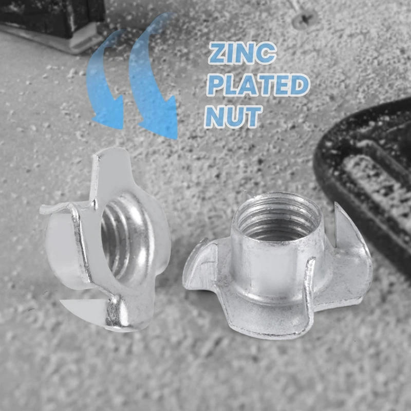 Description Picture 4 of item245PCS Zinc Plated M3/M4/M5/M6/M8/M10 Four Claws Nut Speaker Nut T-Nut Blind Pronged Tee Nut Furniture Hardware