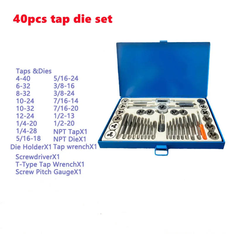 Description Picture 3 of item24/40pcs metric and imperial tap and die set, used for manual internal and external thread tapping and repair tool combination