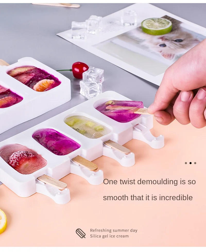 Description Picture 6 of itemSilicone Ice Cream Mold DIY Chocolate Dessert Popsicle Moulds Tray Ice Cube Maker Homemade Tools Summer Party Supplies