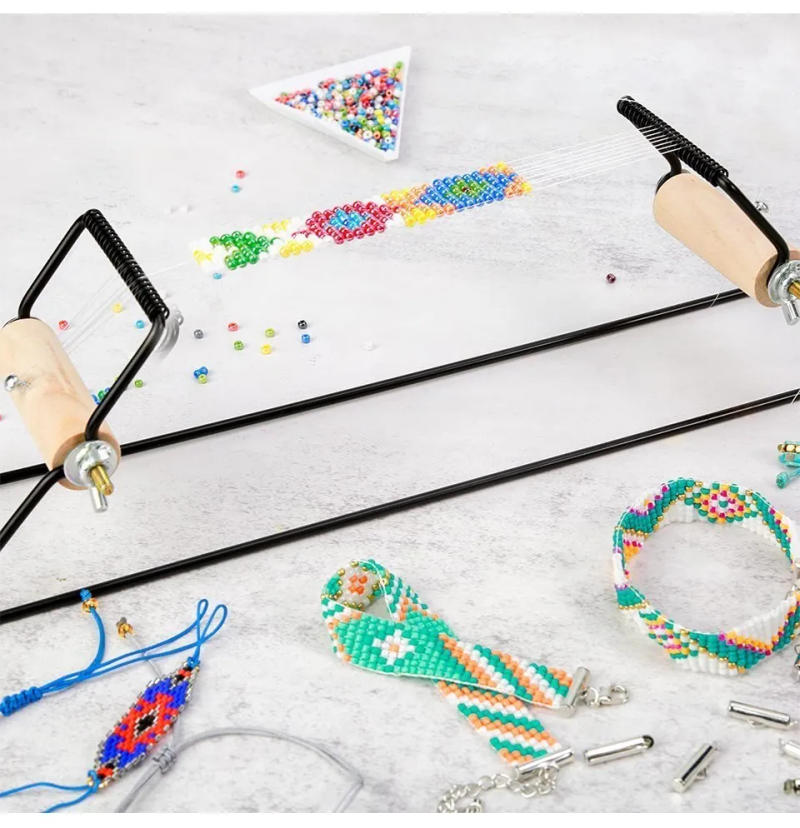 Description Picture 3 of itemWeaving Beading Loom Easy-to-Use DIY Tool with Elastic Band Charm Czech Glass Beads Needle for Bracelet Necklace Jewelry Makinng