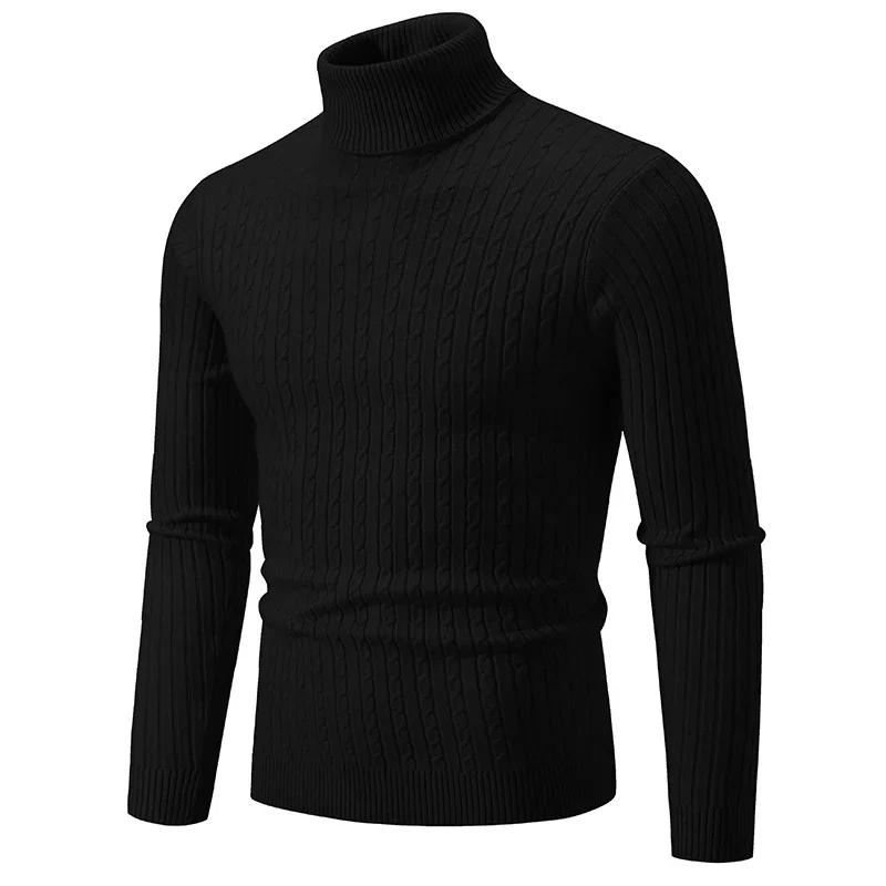 Description Picture 3 of itemNew Men's High Neck Sweater Solid Color Pullover Knitted Warm Casual Turtleneck Sweatwear Woolen Mens Winter Outdoor Tops