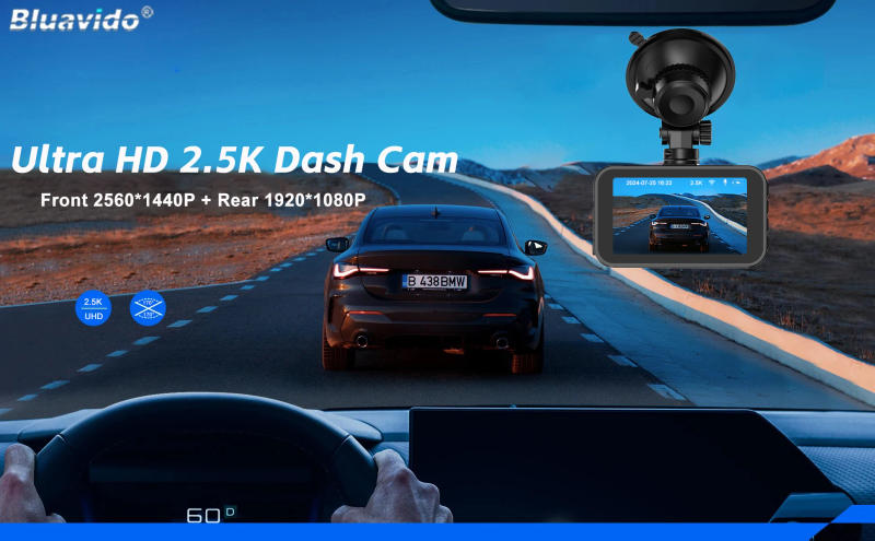 Description Picture 2 of itemBluavido 2.5K Ultra HD 2560*1440P Dash Cam WiFi GPS Logger IMX415 Car Video Recorder Dual Camera 1080P Night Vision Black Box