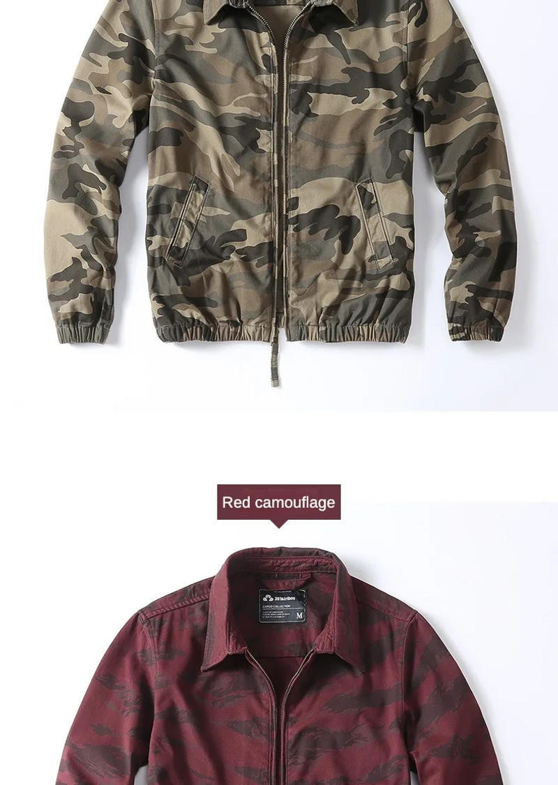 Description Picture 4 of itemMen Vintage Camouflage Jacket Outwear Loose-fitting clothes camouflage cargo Windbreaker jacket Men's spring work jackets