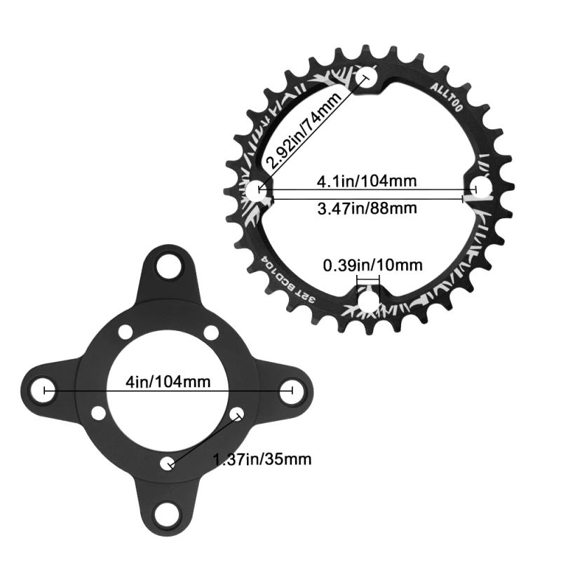 Description Picture 3 of itemALLTOO Bike Part Bafang 104BCD Motor 32T/34T/36T/38T Crankset Chainring Bicycle Chainwheel Round Shape Narrow Wide Single Plate