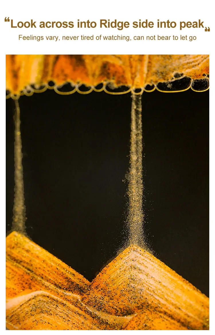 Description Picture 5 of itemArt Flowing Sand Painting Rotatable Hourglass Picture Black Frame Glass Sand Clock Deep Sea Quicksand Home Decoration Sandglass