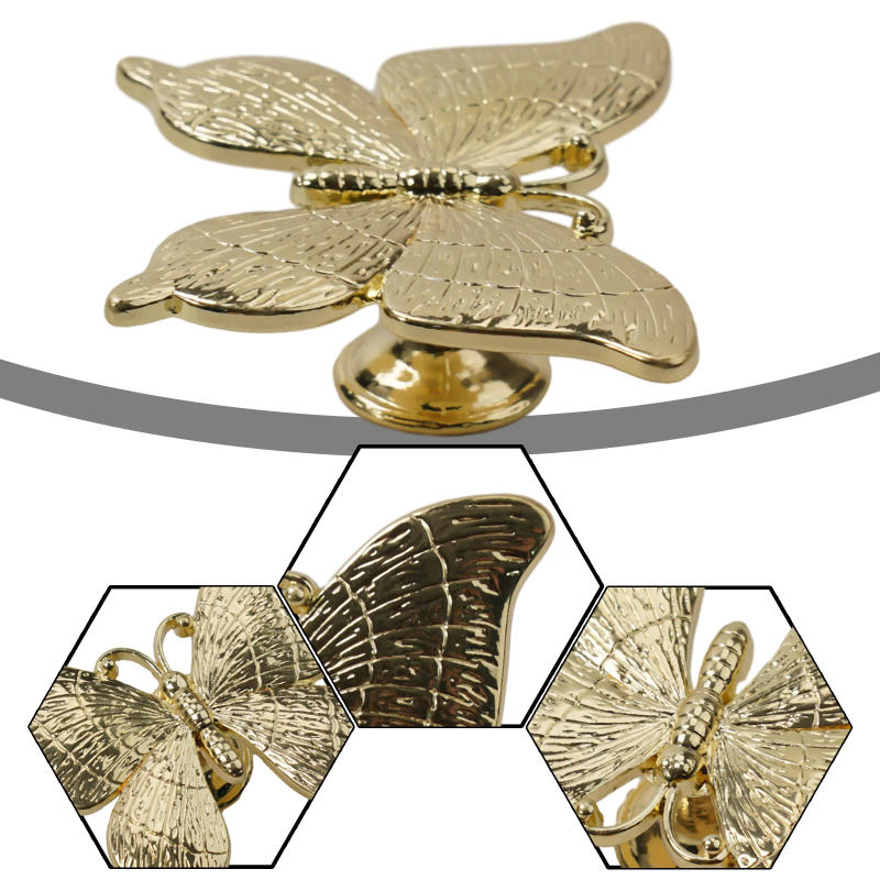 Description Picture 6 of itemHard Home Decoration Cabinets Handle Furniture Handle Door Cabinets Knobs Multi-layer Zinc Alloy Butterfly Shape